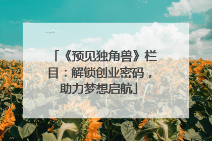 《预见独角兽》栏目：解锁创业密码，助力梦想启航