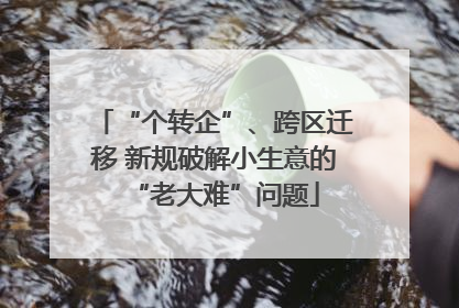 “个转企”、跨区迁移 新规破解小生意的“老大难”问题