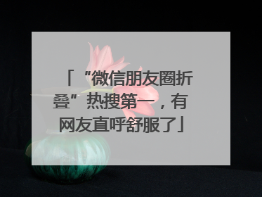 “微信朋友圈折叠”热搜第一，有网友直呼舒服了