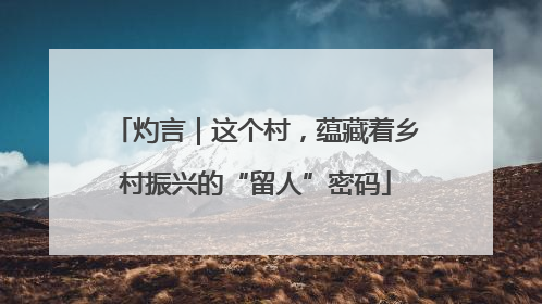 灼言｜这个村，蕴藏着乡村振兴的“留人”密码