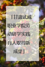甘肃武威职业学院劳动研学实践育人取得新成果