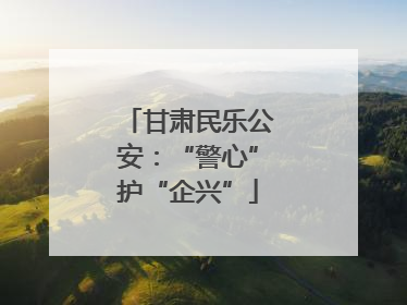 甘肃民乐公安：“警心”护“企兴”
