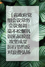 省政府党组会议常务会议强调：毫不松懈巩固拓展脱贫攻坚成果 厉行节约反对浪费弘扬优良作风