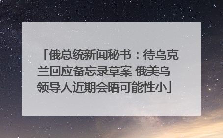 俄总统新闻秘书：待乌克兰回应备忘录草案 俄美乌领导人近期会晤可能性小