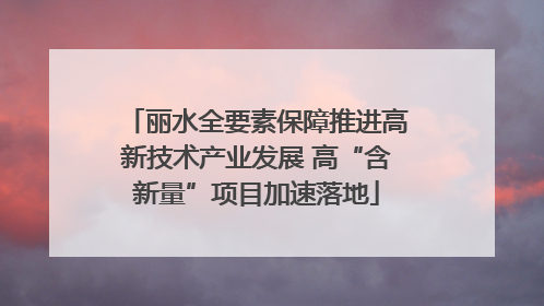 丽水全要素保障推进高新技术产业发展 高“含新量”项目加速落地