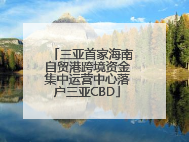 三亚首家海南自贸港跨境资金集中运营中心落户三亚CBD
