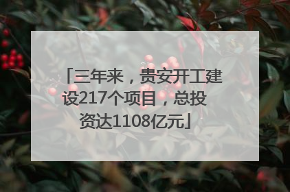 三年来，贵安开工建设217个项目，总投资达1108亿元