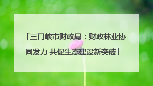 三门峡市财政局：财政林业协同发力 共促生态建设新突破