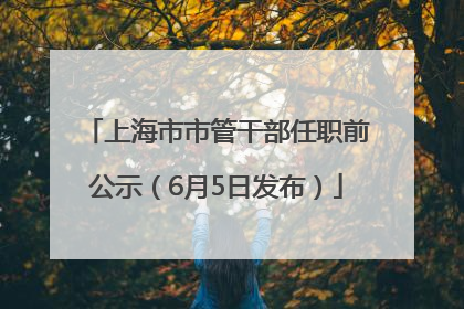 上海市市管干部任职前公示（6月5日发布）