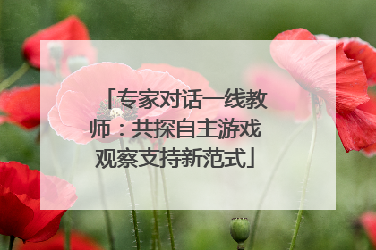 专家对话一线教师：共探自主游戏观察支持新范式