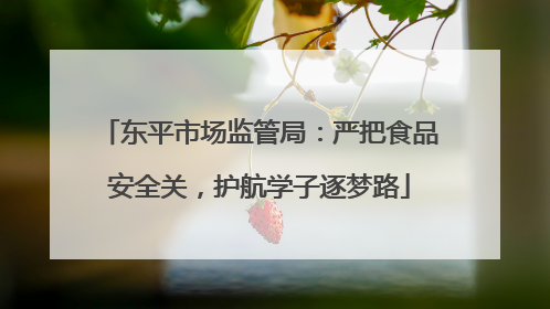 东平市场监管局：严把食品安全关，护航学子逐梦路