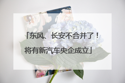 东风、长安不合并了！将有新汽车央企成立