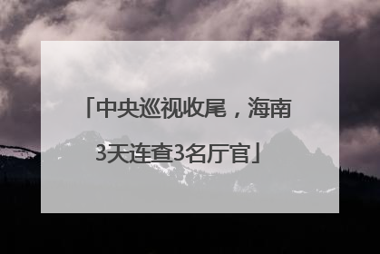 中央巡视收尾，海南3天连查3名厅官