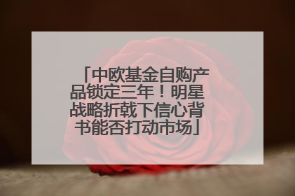 中欧基金自购产品锁定三年！明星战略折戟下信心背书能否打动市场