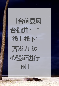 台前县凤台街道：“线上线下”齐发力 暖心验证进行时