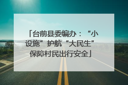 台前县委编办：“小设施”护航“大民生” 保障村民出行安全