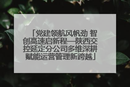 党建领航风帆劲 智创高速启新程—陕西交控延定分公司多维深耕赋能运营管理新跨越