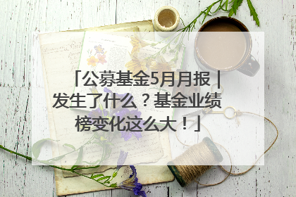 公募基金5月月报｜发生了什么？基金业绩榜变化这么大！