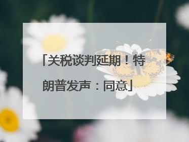 关税谈判延期！特朗普发声：同意