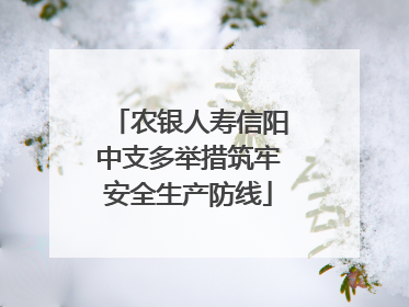 农银人寿信阳中支多举措筑牢安全生产防线