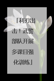 利刃出击！武警部队开展多课目强化训练