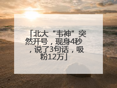 北大“韦神”突然开号，现身4秒，说了3句话，吸粉12万