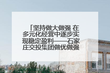 坚持做大做强 在多元化经营中逐步实现稳定盈利——石家庄交投集团做优做强典型报道之三