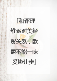 和评理｜维系对美经贸关系，欧盟不能一味妥协让步