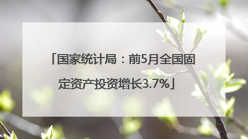国家统计局：前5月全国固定资产投资增长3.7%