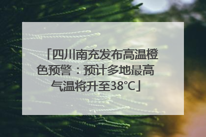 四川南充发布高温橙色预警：预计多地最高气温将升至38℃