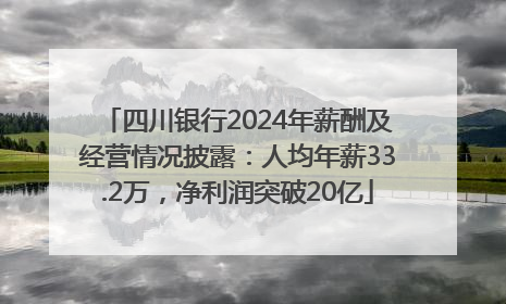 四川银行2024年薪酬及经营情况披露：人均年薪33.2万，净利润突破20亿