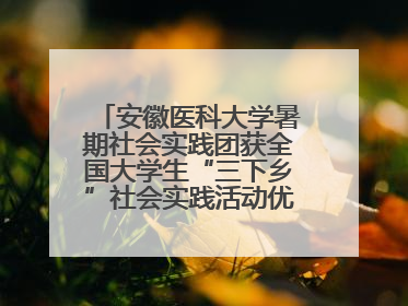 安徽医科大学暑期社会实践团获全国大学生“三下乡”社会实践活动优秀团队