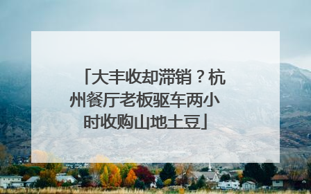大丰收却滞销？杭州餐厅老板驱车两小时收购山地土豆