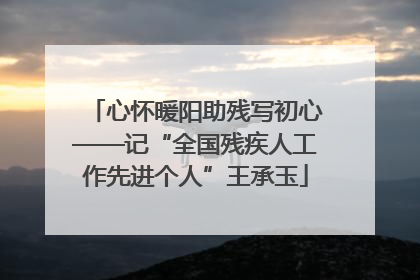 心怀暖阳助残写初心——记“全国残疾人工作先进个人”王承玉
