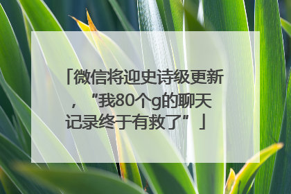微信将迎史诗级更新，“我80个g的聊天记录终于有救了”
