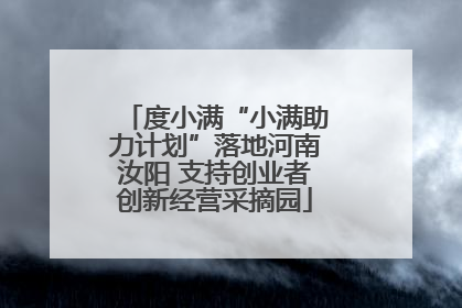 度小满“小满助力计划”落地河南汝阳 支持创业者创新经营采摘园