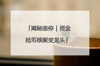 揭秘涨停｜资金抢筹核聚变龙头