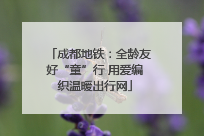 成都地铁：全龄友好“童”行 用爱编织温暖出行网