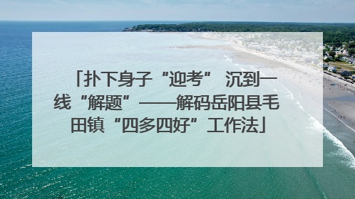 扑下身子“迎考” 沉到一线“解题”——解码岳阳县毛田镇“四多四好”工作法