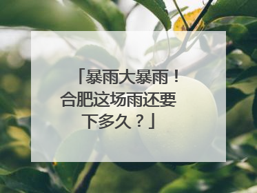 暴雨大暴雨！合肥这场雨还要下多久？