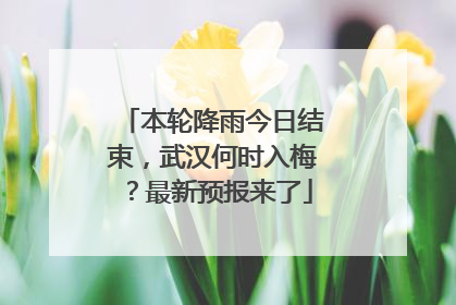 本轮降雨今日结束，武汉何时入梅？最新预报来了