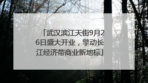 武汉滨江天街9月26日盛大开业，擎动长江经济带商业新地标