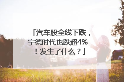 汽车股全线下跌，宁德时代也跌超4%！发生了什么？