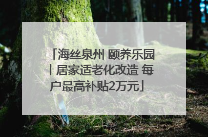 海丝泉州 颐养乐园丨居家适老化改造 每户最高补贴2万元