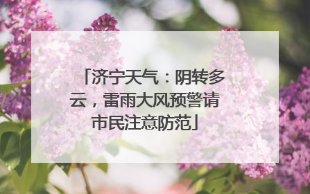 济宁天气：阴转多云，雷雨大风预警请市民注意防范