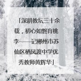 深耕教坛三十余载，初心如磐育桃李——记郴州市苏仙区栖凤渡中学优秀教师黄辉华