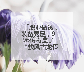 职业做透，装备秀足，996传奇盒子“骏风古龙传奇”以有限爽爆无限