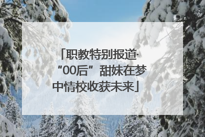 职教特别报道· “00后”甜妹在梦中情校收获未来