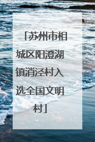 苏州市相城区阳澄湖镇消泾村入选全国文明村