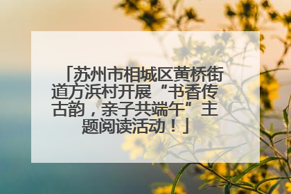 苏州市相城区黄桥街道方浜村开展“书香传古韵，亲子共端午”主题阅读活动！